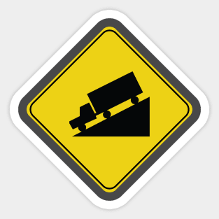 Caution Road Sign Truck Down Grade Sticker